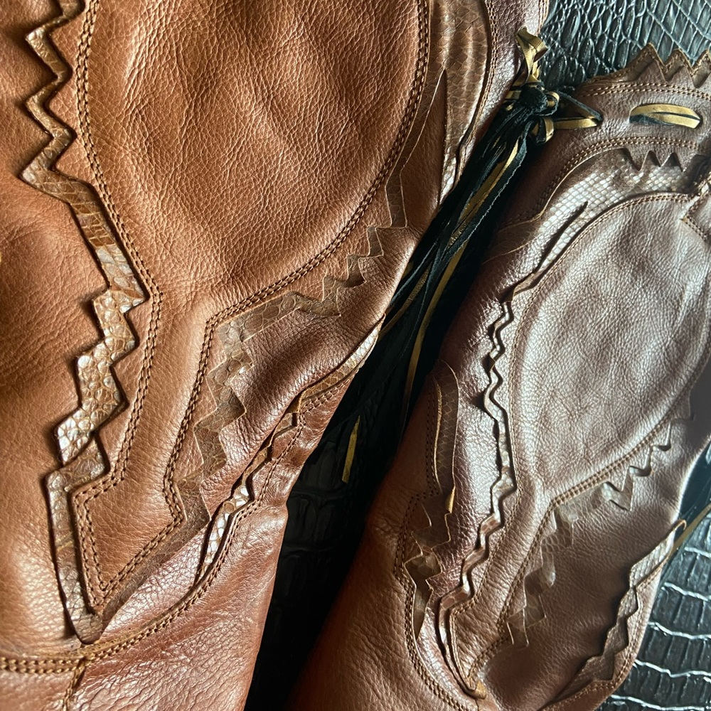 Vintage Italian Leather Cowboy Boots - Made in Italy - Picture 9 of 15